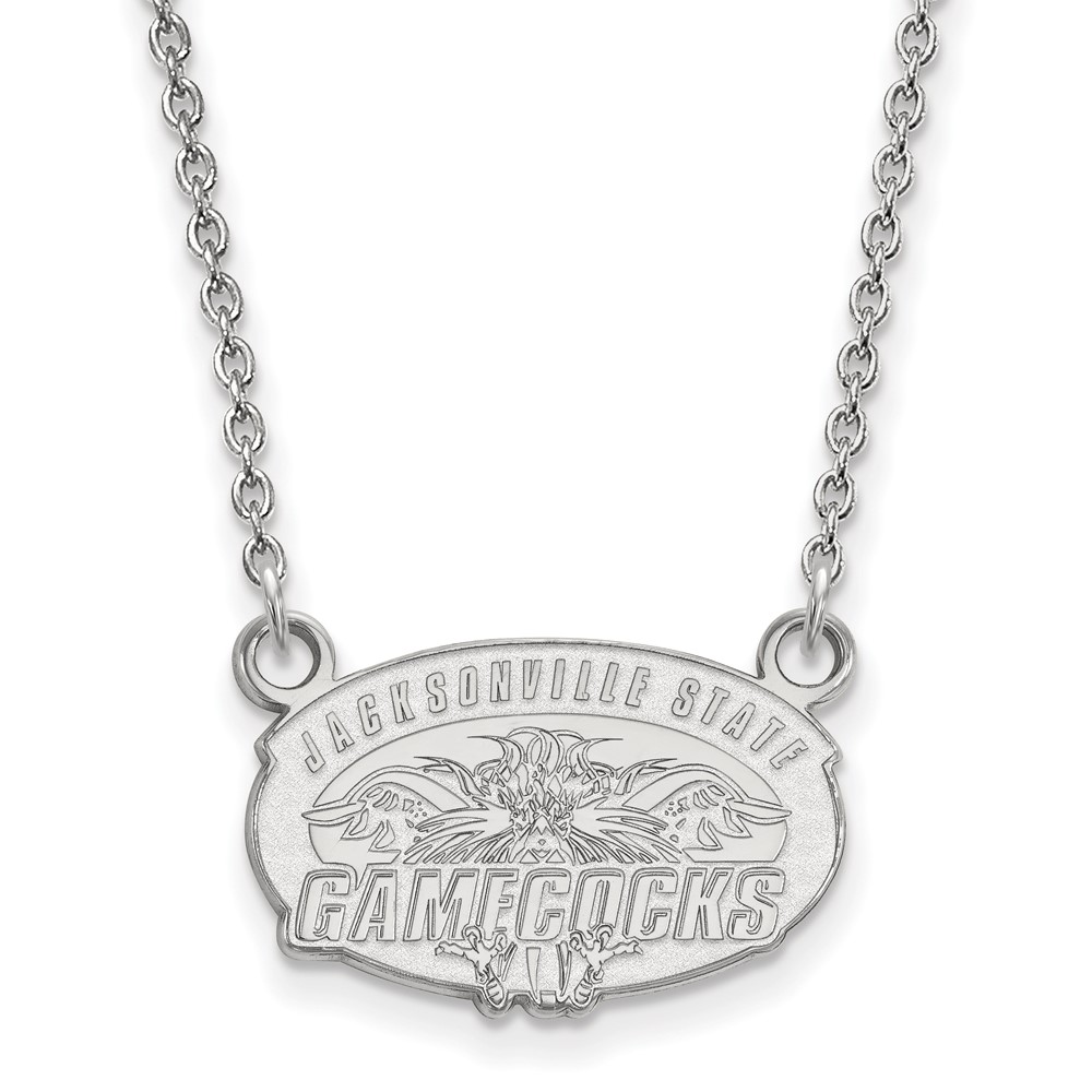 Sterling Silver Rhodium-plated LogoArt Jacksonville State U. Small Pendant Necklace, 18"