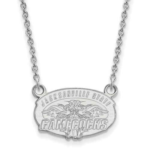 Sterling Silver Rhodium-plated LogoArt Jacksonville State U. Small Pendant Necklace, 18"