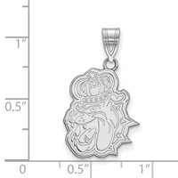 Sterling Silver Rhodium-plated LogoArt James Madison University Duke Dog Large Pendant view 2