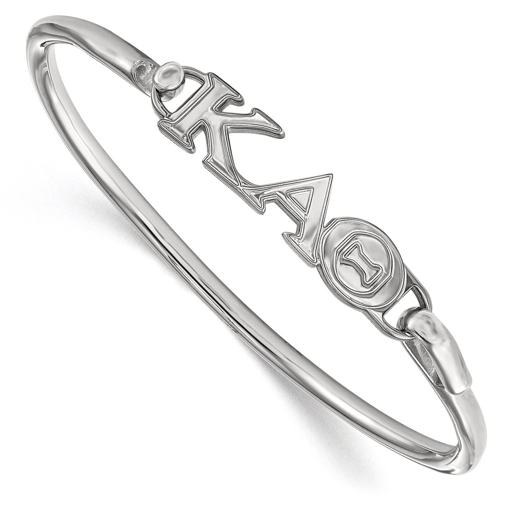 Sterling S. Rh-p LogoArt Kappa Alpha Theta Small Hook and Clasp Bangle