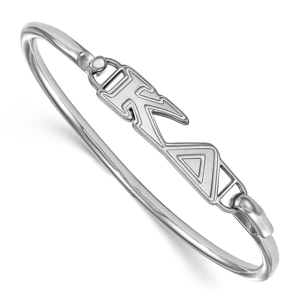 Sterling Silver Rh-plated LogoArt Kappa Delta Small Hook and Clasp Bangle