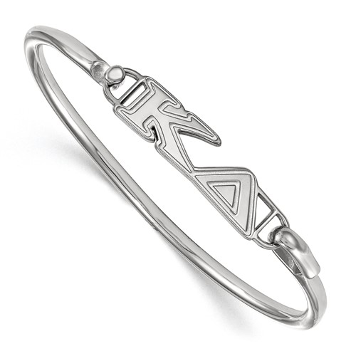 Sterling Silver Rh-plated LogoArt Kappa Delta Small Hook and Clasp Bangle