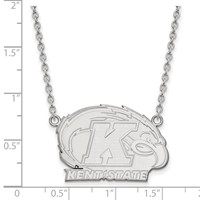 Sterling Silver Rhodium-plated LogoArt Kent State University Large Pendant Necklace, 18" view 2