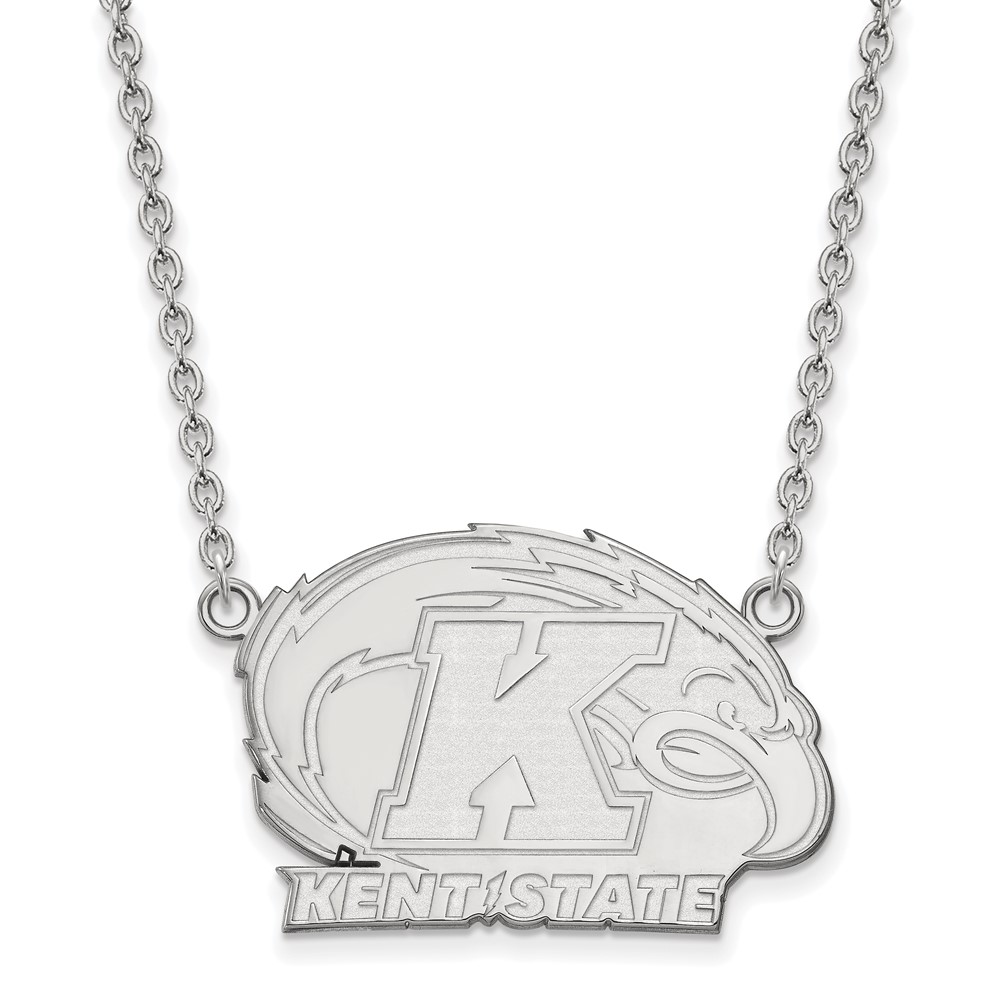 Sterling Silver Rhodium-plated LogoArt Kent State University Large Pendant Necklace, 18"