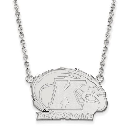 Sterling Silver Rhodium-plated LogoArt Kent State University Large Pendant Necklace, 18"
