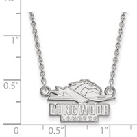 Sterling Silver Rhodium-plated LogoArt Longwood University Lancers Small Pendant Necklace, 18" view 2