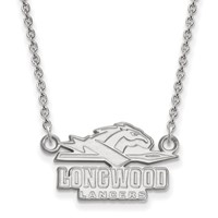 Sterling Silver Rhodium-plated LogoArt Longwood University Lancers Small Pendant Necklace, 18" view 1