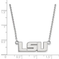 Sterling Silver Rhodium-plated LogoArt Louisiana State University L-s-u Small Pendant Necklace, 18" view 2