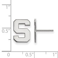 Sterling Silver Rhodium-plated LogoArt Michigan State University Letter S Small Post Earrings view 2