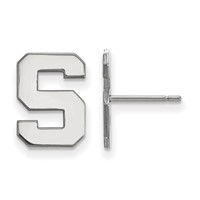 Sterling Silver Rhodium-plated LogoArt Michigan State University Letter S Small Post Earrings view 1