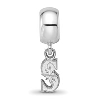 Sterling Silver Rhodium Plated Major League Baseball LogoArt Seattle Mariners Dangle Bead view 3