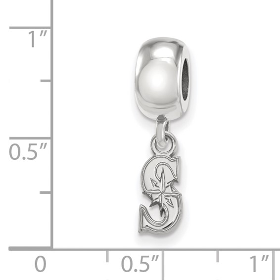 Sterling Silver Rhodium Plated Major League Baseball LogoArt Seattle Mariners Dangle Bead