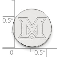Sterling Silver Rhodium-plated LogoArt Miami University Ohio Letter M Lapel Pin view 3