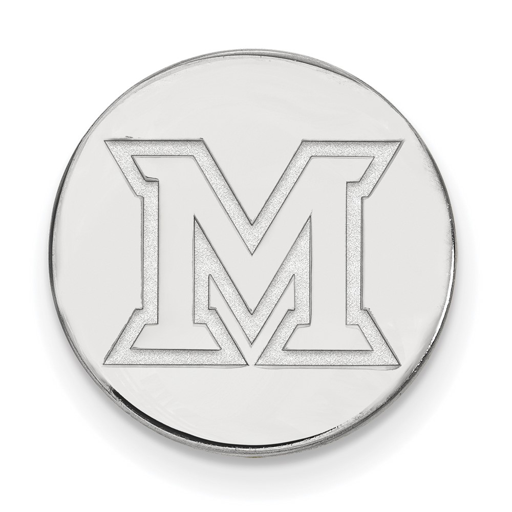 Sterling Silver Rhodium-plated LogoArt Miami University Ohio Letter M Lapel Pin