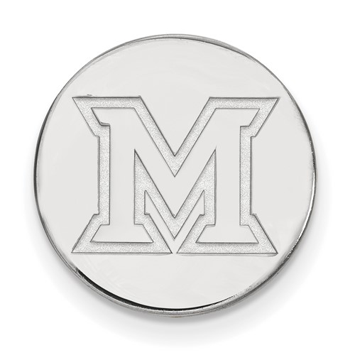 Sterling Silver Rhodium-plated LogoArt Miami University Ohio Letter M Lapel Pin