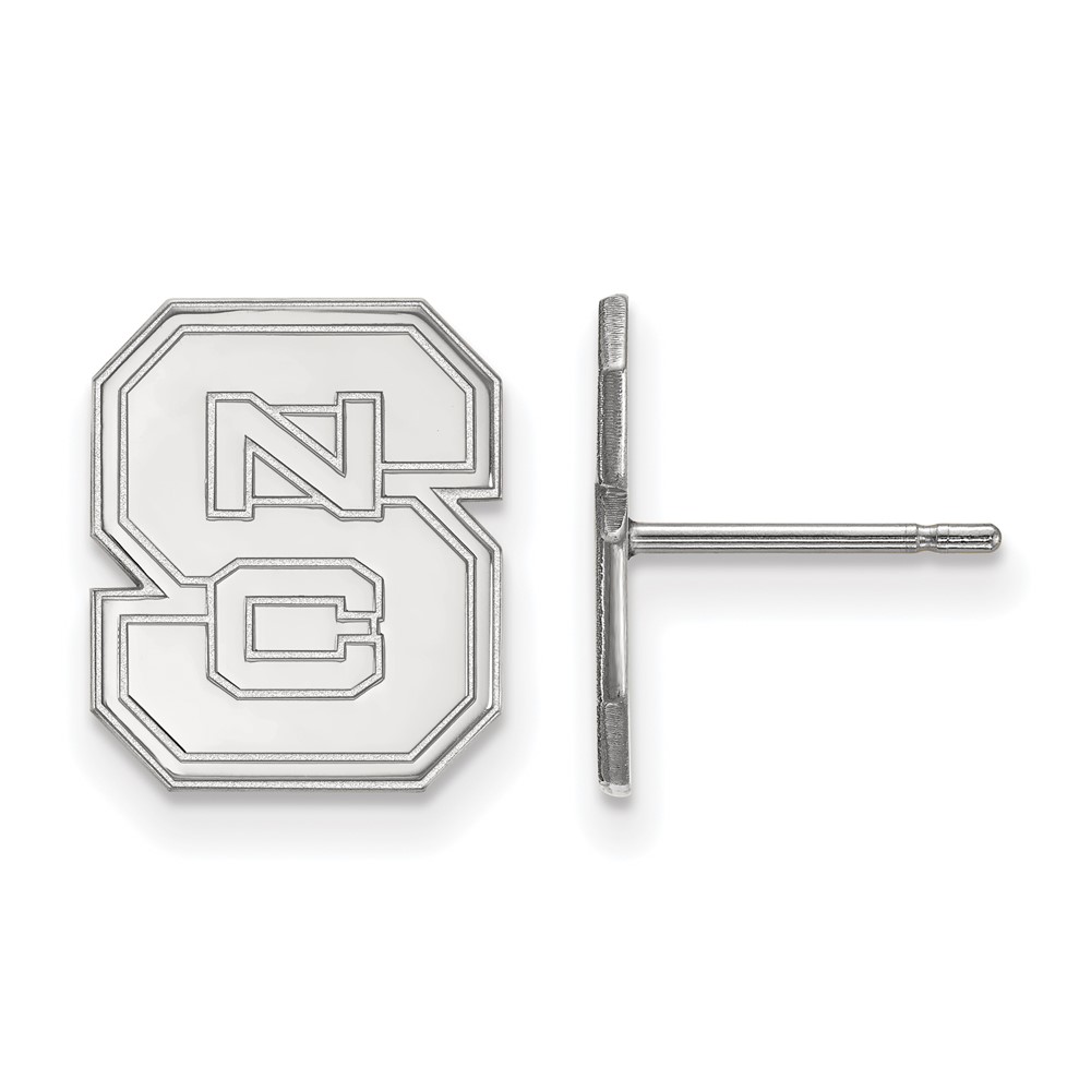 Sterling Silver Rhodium-plated LogoArt North Carolina State University N-c-s Small Post Earrings