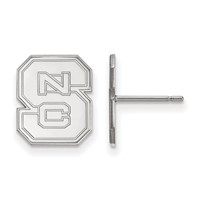 Sterling Silver Rhodium-plated LogoArt North Carolina State University N-c-s Small Post Earrings view 1