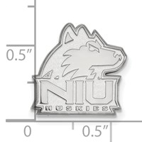 Sterling Silver Rhodium-plated LogoArt Northern Illinois University N-i-u Huskies Lapel Pin view 3