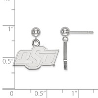 Sterling Silver Rhodium-plated LogoArt Oklahoma State University O-s-u Dangle Ball Post Earrings view 2