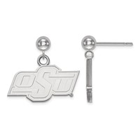 Sterling Silver Rhodium-plated LogoArt Oklahoma State University O-s-u Dangle Ball Post Earrings view 1