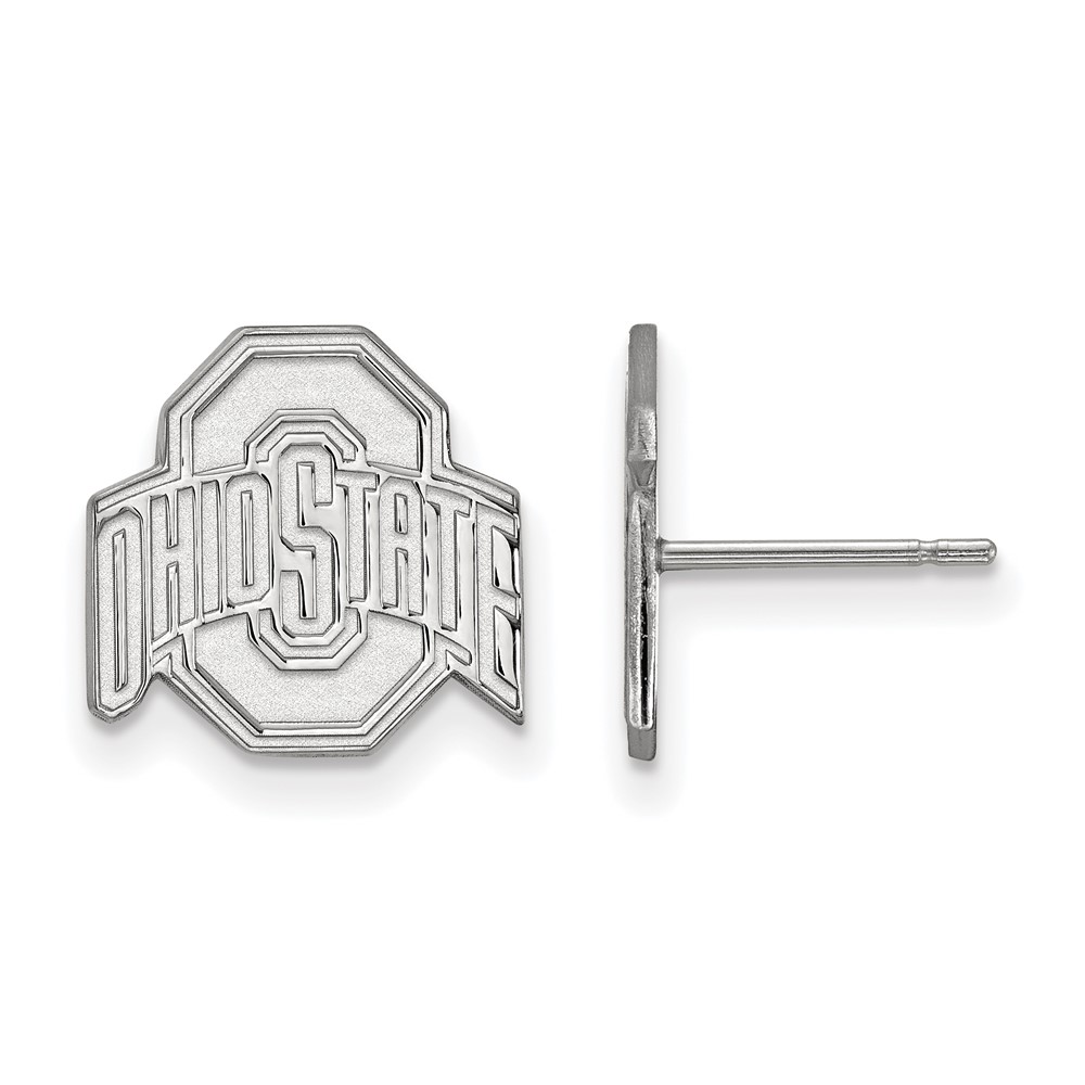Sterling Silver Rhodium-plated LogoArt the Ohio State University Small Post Earrings