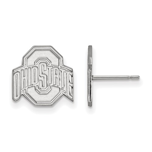 Sterling Silver Rhodium-plated LogoArt the Ohio State University Small Post Earrings