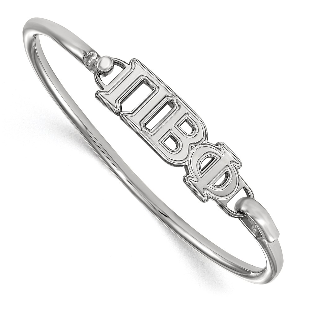 Sterling Silver Rh-plated LogoArt Pi Beta Phi Small Hook and Clasp Bangle