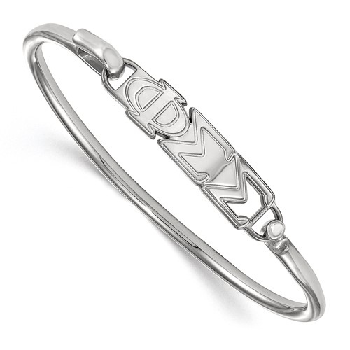 Sterling S. Rh-plated LogoArt Phi Sigma Sigma Small Hook and Clasp Bangle