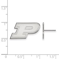 Sterling Silver Rhodium-plated LogoArt Purdue University Letter P Small Post Earrings view 2