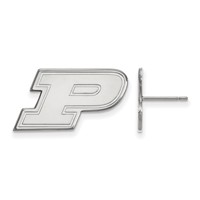 Sterling Silver Rhodium-plated LogoArt Purdue University Letter P Small Post Earrings view 1