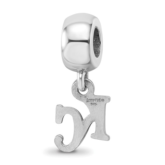 Sterling Silver Rhodium Plated Major League Baseball LogoArt Kansas City Royals Dangle Bead