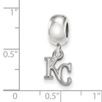 Sterling Silver Rhodium Plated Major League Baseball LogoArt Kansas City Royals Dangle Bead view 4
