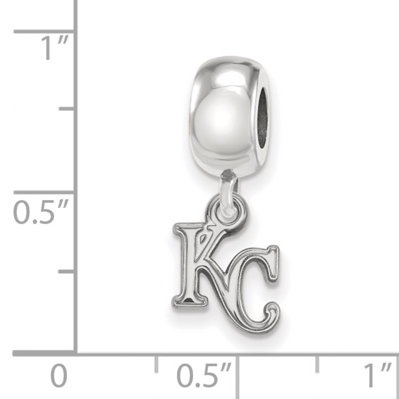 Sterling Silver Rhodium Plated Major League Baseball LogoArt Kansas City Royals Dangle Bead