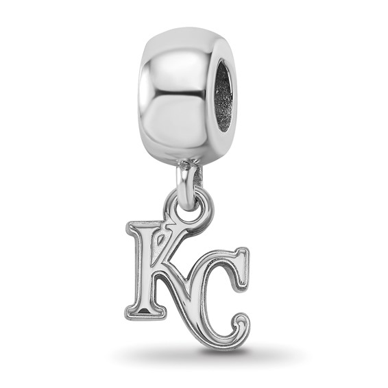 Sterling Silver Rhodium Plated Major League Baseball LogoArt Kansas City Royals Dangle Bead