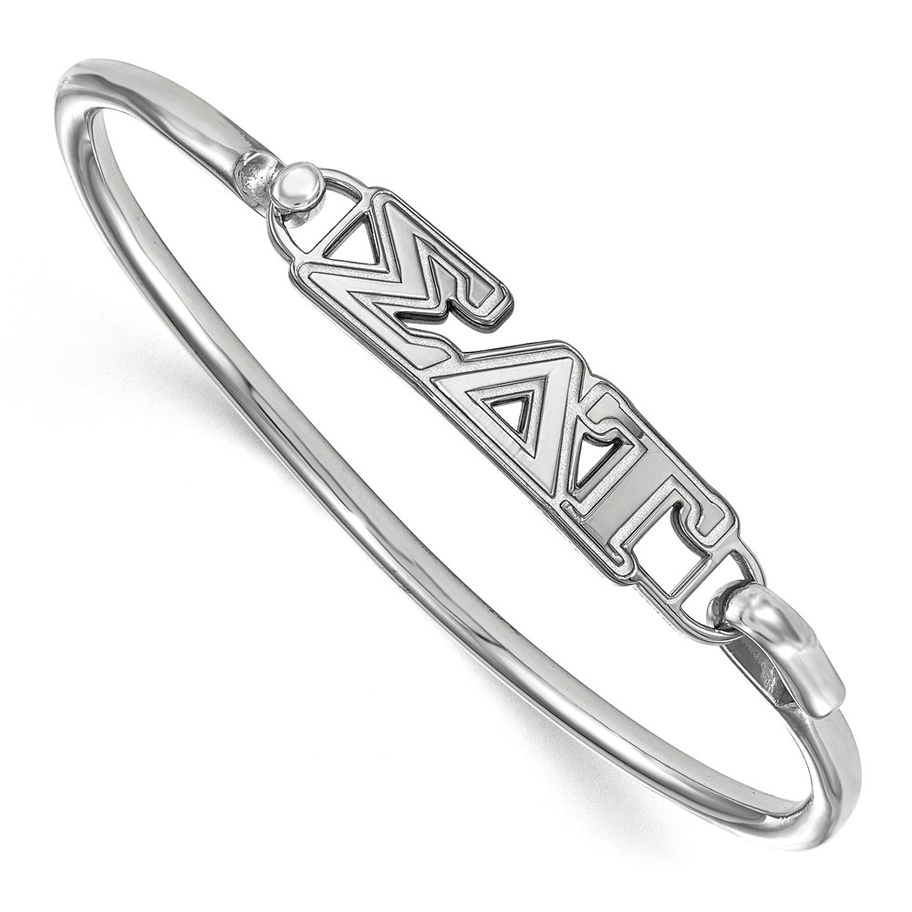 Sterling S. Rh-plated LogoArt Sigma Delta Tau Small Hook and Clasp Bangle