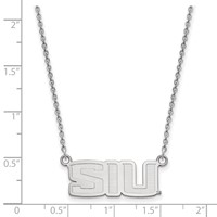Sterling Silver Rhodium-plated LogoArt Southern Illinois University S-i-u Small Pendant Necklace, 18" view 2