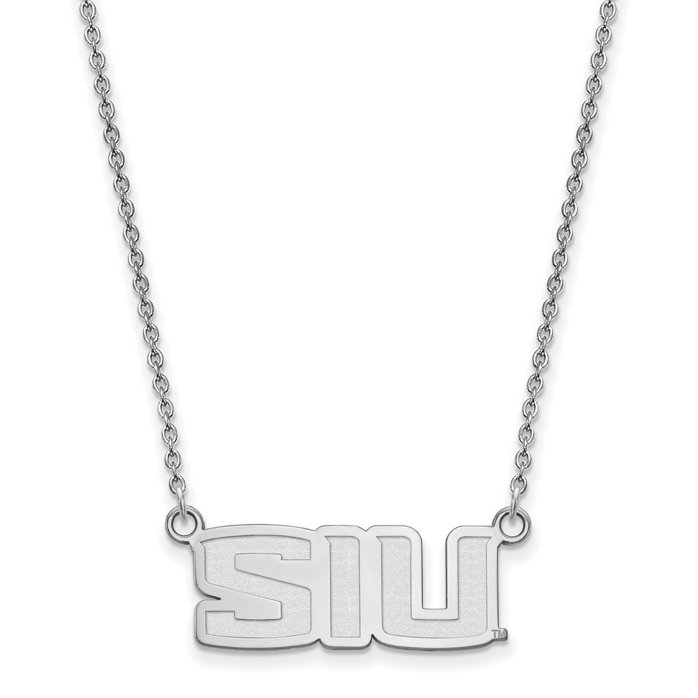 Sterling Silver Rhodium-plated LogoArt Southern Illinois University S-i-u Small Pendant Necklace, 18"