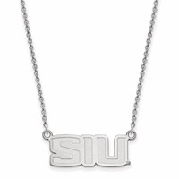 Sterling Silver Rhodium-plated LogoArt Southern Illinois University S-i-u Small Pendant Necklace, 18" view 1