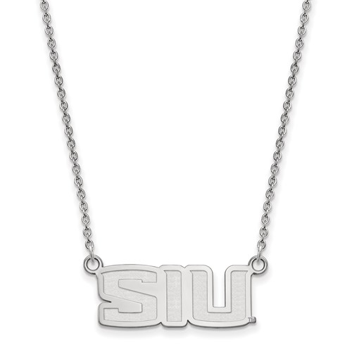 Sterling Silver Rhodium-plated LogoArt Southern Illinois University S-i-u Small Pendant Necklace, 18"
