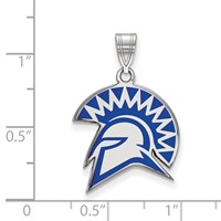 Sterling Silver Rhodium-plated LogoArt San Jose State University Spartan Large Enameled Pendant view 2