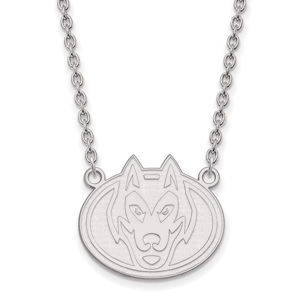 Sterling Silver Rhodium-plated LogoArt St. Cloud State University Husky Large Pendant Necklace, 18"