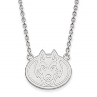 Sterling Silver Rhodium-plated LogoArt St. Cloud State University Husky Large Pendant Necklace, 18" view 1