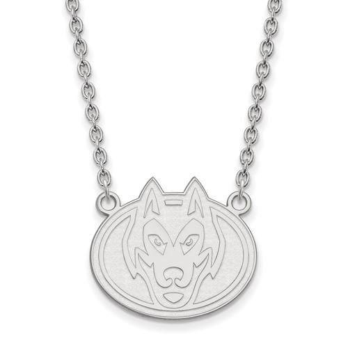 Sterling Silver Rhodium-plated LogoArt St. Cloud State University Husky Large Pendant Necklace, 18"