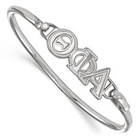 Sterling S. Rh-plated LogoArt Theta Phi Alpha Small Hook and Clasp Bangle view 1