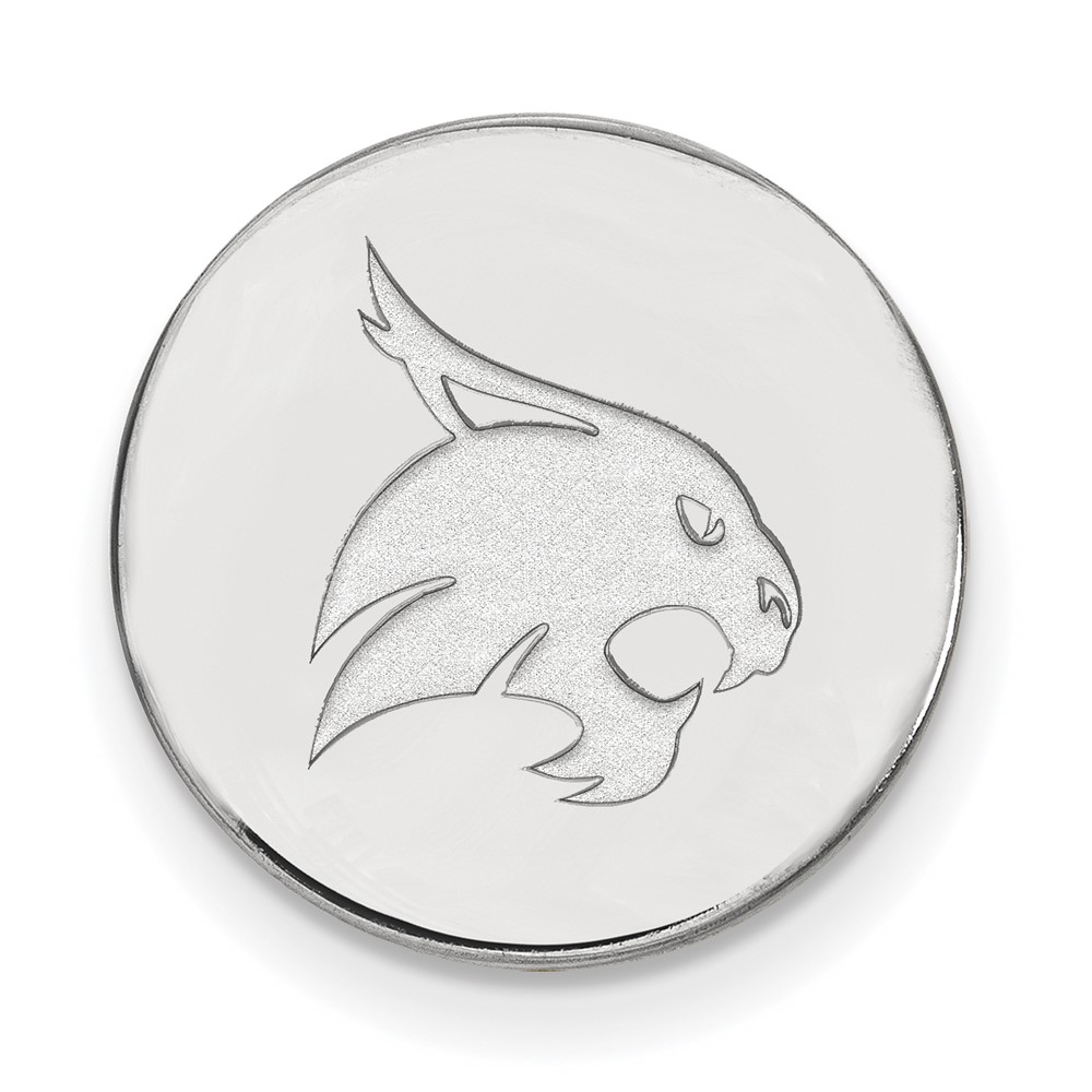 Sterling Silver Rhodium-plated LogoArt Texas State University Bobcat Lapel Pin