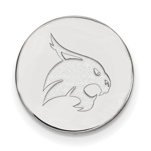 Sterling Silver Rhodium-plated LogoArt Texas State University Bobcat Lapel Pin