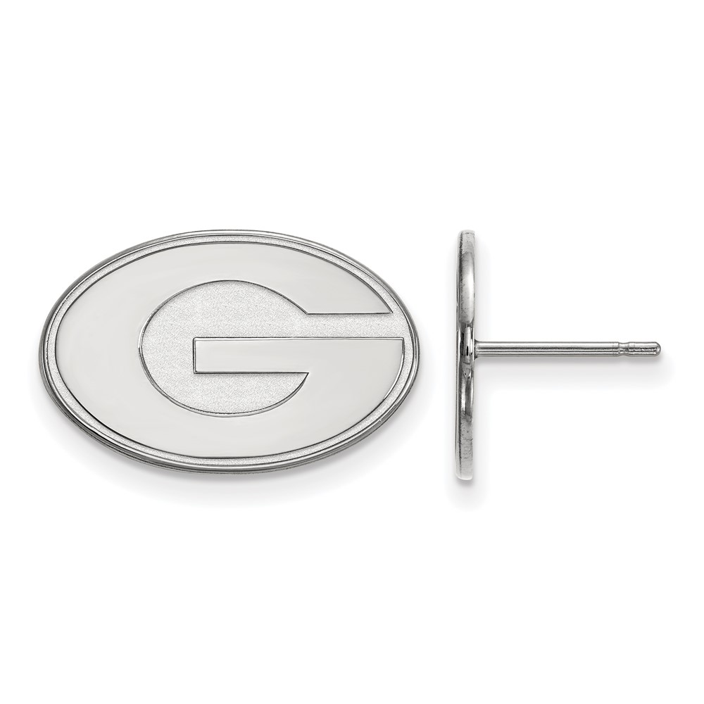 Sterling Silver Rhodium-plated LogoArt University of Georgia Letter G Small Post Earrings