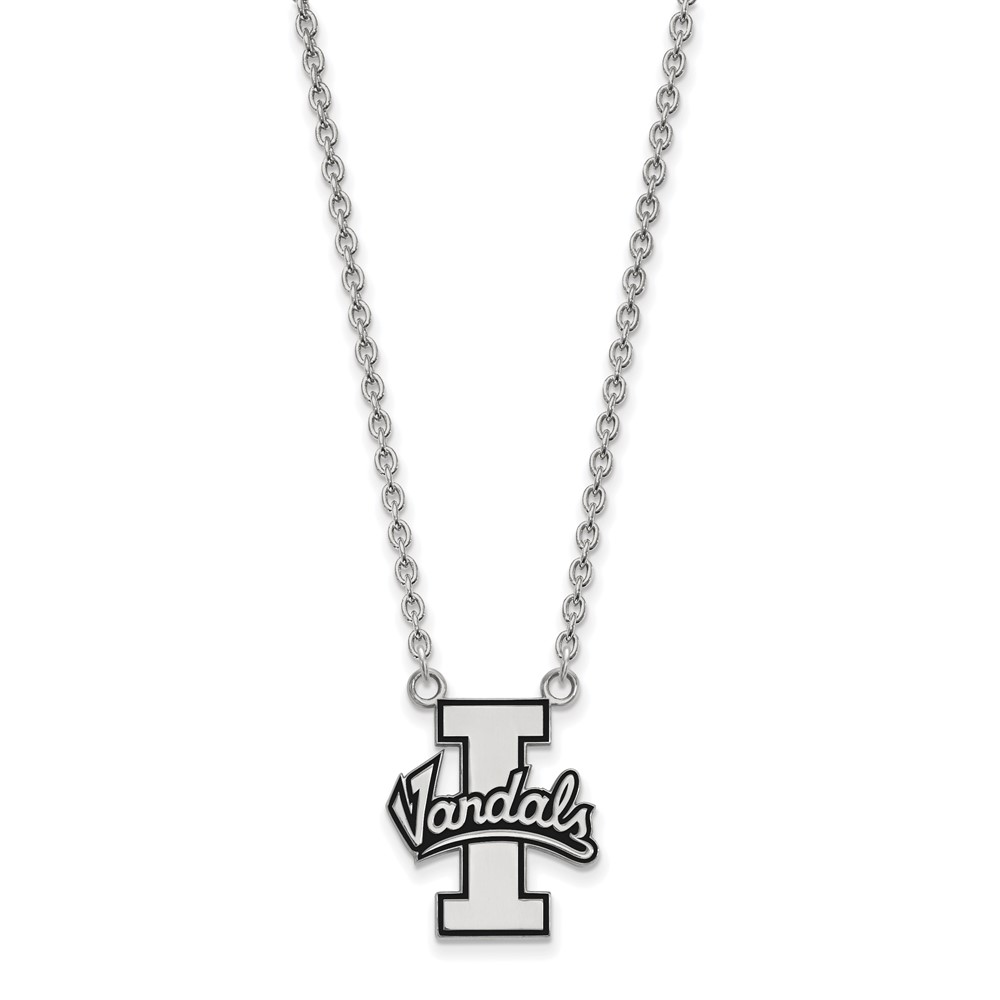 Sterling Silver Rhodium-plated LogoArt University of Idaho Vandals Large Enameled Pendant Necklace, 18"