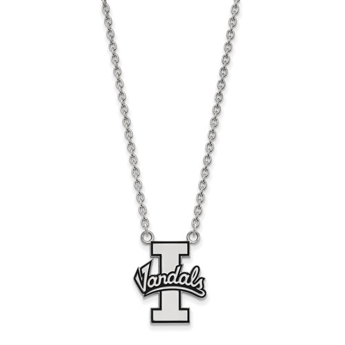 Sterling Silver Rhodium-plated LogoArt University of Idaho Vandals Large Enameled Pendant Necklace, 18"