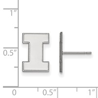 Sterling Silver Rhodium-plated LogoArt University of Illinois Letter I Small Post Earrings view 2